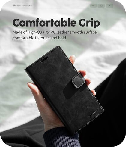 محفظة GOOSPERY Mansoor مصممة لهاتف Galaxy S23 Ultra [9 فتحات للبطاقات + 2 جيب جانبي إضافي] حامل بطاقة داخلي مزدوج الجوانب متعدد الفتحات وغطاء هاتف قابل للطي للتخزين - أسود in Kuwait