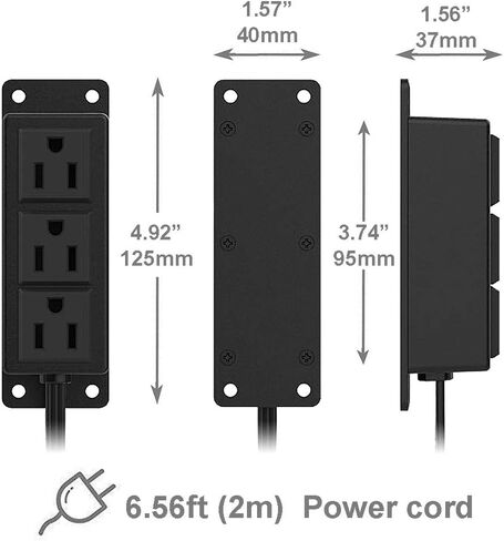 شريط طاقة مع منافذ USB، قابس مسطح لشريط الطاقة مثبت على الحائط، مخرج 2 تيار متردد 2 USB، سلك تمديد بطول 6.56 قدم لسطح المكتب وطاولة المؤتمرات وخزانة طاولة العمل in Kuwait