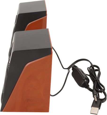 مكبر صوت سلكي لسطح المكتب من ووكسجيهم، 3.5 ملم، واجهة مزدوجة USB 2.0، مقبض منخفض التشويش لضبط مستوى الصوت، مكبر صوت صغير للكمبيوتر والتابلت واللاب توب، لون يشبه الخشب in Kuwait