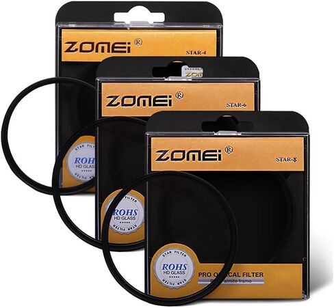 عدسة ZM مقاس 58 مم بتأثير النجوم المتقاطعة + مرشح نجوم 4 نقاط + مرشح نجوم 6 نقاط + مجموعة مرشحات نجوم 8 نقاط لكاميرات Canon Nikon in Kuwait