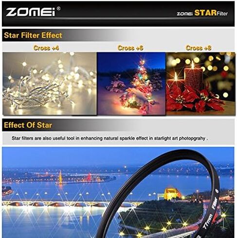 عدسة ZM مقاس 58 مم بتأثير النجوم المتقاطعة + مرشح نجوم 4 نقاط + مرشح نجوم 6 نقاط + مجموعة مرشحات نجوم 8 نقاط لكاميرات Canon Nikon in Kuwait