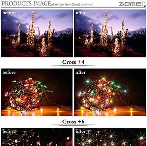 عدسة ZM مقاس 58 مم بتأثير النجوم المتقاطعة + مرشح نجوم 4 نقاط + مرشح نجوم 6 نقاط + مجموعة مرشحات نجوم 8 نقاط لكاميرات Canon Nikon in Kuwait