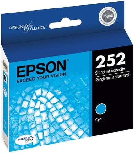 خرطوشة حبر سماوي ذات سعة قياسية Epson T252 DURABrite Ultra (T252220-S) لطابعات القوى العاملة المختارة، عدد 1 (عبوة من 2) in Kuwait