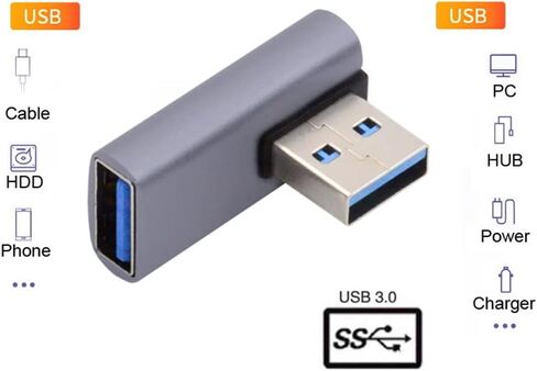 NFHK 10 جيجابت في الثانية USB3.0 ذكر إلى أنثى تمديد محول فيديو بيانات الطاقة ملف تعريف منخفض 90 درجة نوع الزاوية اليمنى in Kuwait