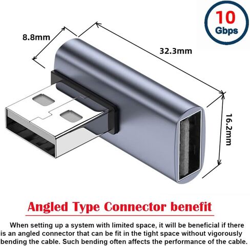 NFHK 10 جيجابت في الثانية USB3.0 ذكر إلى أنثى تمديد محول فيديو بيانات الطاقة ملف تعريف منخفض 90 درجة نوع الزاوية اليمنى in Kuwait
