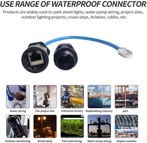 PENGLIN 2 قطعة M20 RJ45 موصل تركيب لوحة مقاومة للماء، كابل شبكة إيثرنت LAN ذكر إلى أنثى Cat6، وصلة تثبيت لوحة خارجية مع كابل شبكة Shield Cat6 in Saudi Arabia
