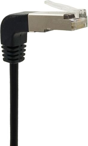 Qaoquda CAT6 Network Extension Cable,90 Degree RJ45 Male to Female Screw Panel Mount Extension Cable, Support Ethernet Cat 5e/Cat6-10 inch (Left) in Kuwait