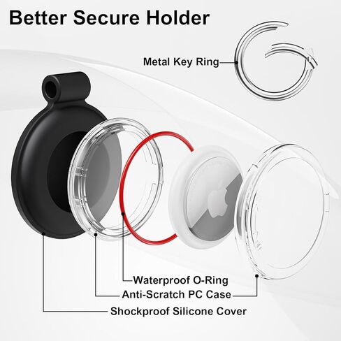 4 عبوات من حافظة حامل Airtag المقاومة للماء، سلسلة مفاتيح Airtag من السيليكون لعلامات Apple Air، حامل مفاتيح AirTags مع حافظة Airtag، حافظات GPS ملحقات مكتشف العناصر in Kuwait