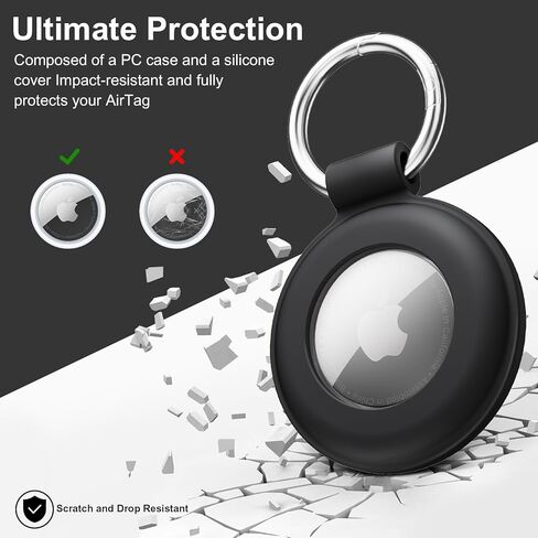 4 عبوات من حافظة حامل Airtag المقاومة للماء، سلسلة مفاتيح Airtag من السيليكون لعلامات Apple Air، حامل مفاتيح AirTags مع حافظة Airtag، حافظات GPS ملحقات مكتشف العناصر in Kuwait