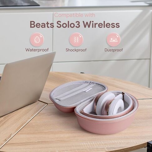 Case for Beats Solo3 /Solo 4 On-Ear Headphones, Portable Travel Hard Shell Storage Bag (Rose Gold) in Kuwait