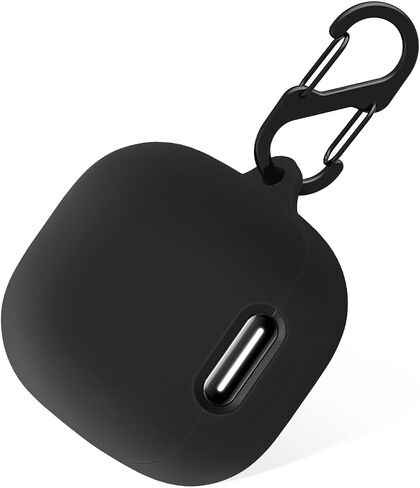 Geiomoo Silicone Case for Anker Soundcore Liberty 4 NC, Protective Cover with Carabiner (Black) in Saudi Arabia