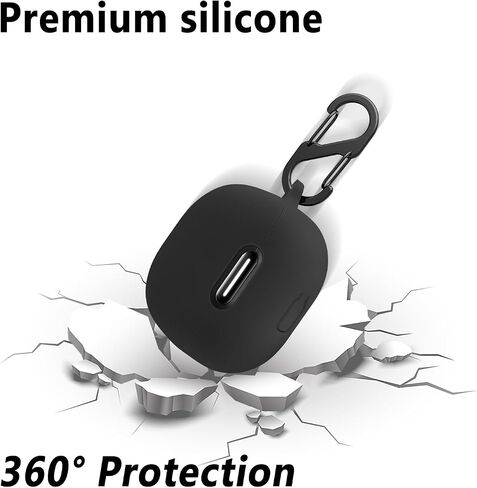 Geiomoo Silicone Case for Anker Soundcore Liberty 4 NC, Protective Cover with Carabiner (Black) in Saudi Arabia