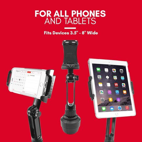 حامل الأكواب من ماكالي - حامل أكواب آيباد عالي التحمل في السيارة أو حامل الكمبيوتر اللوحي للسيارة والشاحنات والمركبات - يناسب الأجهزة بعرض 3.5 بوصة - 8 بوصة مع حافظة - حامل آيباد قابل للتعديل للسيارة in Kuwait