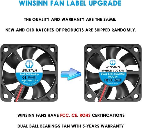 WINSINN DC 50mm Fan 5V 5010 Dual Ball Bearing Brushless Cooling Turbine Turbo 50mmx10mm 2PIN (Pack of 2Pcs) in Saudi Arabia
