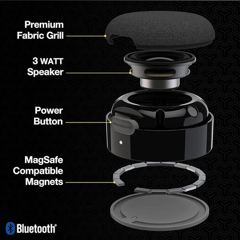مكبر صوت بلوتوث مغناطيسي Scosche BTMSMSC1 BoomBottle MS MagSafe - مكبرات صوت مغناطيسية لاسلكية محمولة للأجهزة والدراجات وعربات الجولف والمزيد - مكبر صوت مقاوم للماء مع حامل سحري مدمج - أسود in Kuwait
