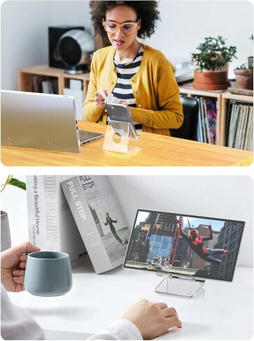 حامل هاتف خلوي من الأكريليك DesignComfort، حامل هاتف أكريليك للمكتب، حامل هاتف شفاف، قاعدة تثبيت، مهد، متوافق مع هاتف 13 Pro Max Mini 11 Xr 8 SE، هاتف Android الذكي، وسادة، ملحقات مكتبية in Saudi Arabia