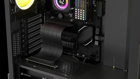 كورسير كيبل تمديد ممتاز بمنفذ PCIe 4.0 × 16 300 ملم - محمي من التداخل الكهرومغناطيسي - موصل منفذ الملحقات الاضافية السريع انثى 90 درجة - متوافق مع انظمة PCIe 3.0 - اسود in Saudi Arabia