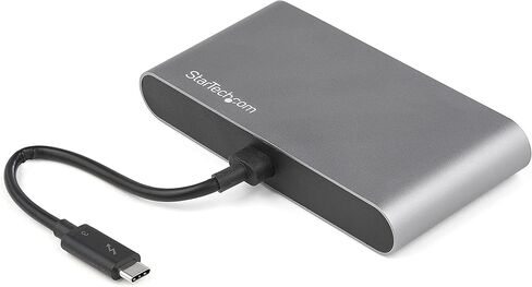 StarTech.com Thunderbolt 3 Mini Dock - محطة إرساء شاشة مزدوجة محمولة مع DP 4K 60 هرتز، 1x USB-A Hub (USB 3.0/5 جيجابت في الثانية)، GbE - كابل 11 بوصة / 28 سم - محول TB3 متعدد المنافذ - Mac/Windows (TB3DKM2DPL) in Kuwait