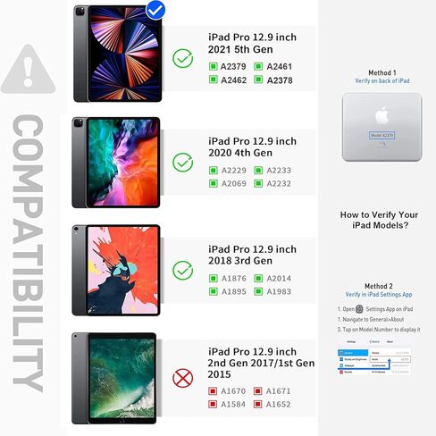 حافظة لوحة مفاتيح مغناطيسية قابلة للفصل من MyMAX لجهاز Apple iPad Pro 12.9 بوصة 2021 5th/2020 4th/2018 الجيل الثالث، مع لوحة تتبع بلوتوث 5.1 متعددة اللمس، وإضاءة خلفية 7 ألوان، ودوران 360 درجة (أسود) in Kuwait