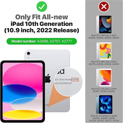 GUDOU Rotatable Keyboard Case for New iPad 10.9 inch 10th Generation 2022, 360 Degree Rotation & Auto Wake/Sleep,Magnetic Detachable Wireless Bluetooth Keyboard for Apple iPad 10.9 Inch 2022(Yellow) in Kuwait