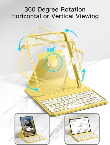 GUDOU Rotatable Keyboard Case for New iPad 10.9 inch 10th Generation 2022, 360 Degree Rotation & Auto Wake/Sleep,Magnetic Detachable Wireless Bluetooth Keyboard for Apple iPad 10.9 Inch 2022(Yellow) in Kuwait
