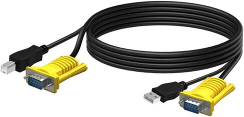 كيبل محول كيه في ام اصلي VGA + USB B الى VGA + USB A ذكر الى ذكر بطول 16 قدم 2 في 1 USB نوع A الى USB نوع B لسلك 801UK 16FT in Kuwait