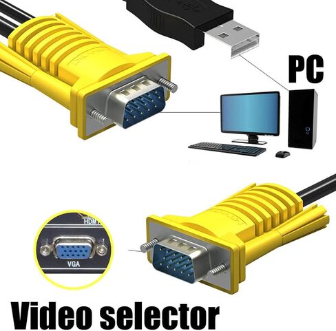 كيبل محول كيه في ام اصلي VGA + USB B الى VGA + USB A ذكر الى ذكر بطول 16 قدم 2 في 1 USB نوع A الى USB نوع B لسلك 801UK 16FT in Kuwait