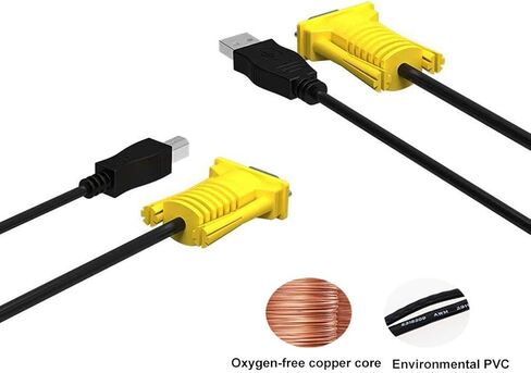 كيبل محول كيه في ام اصلي VGA + USB B الى VGA + USB A ذكر الى ذكر بطول 16 قدم 2 في 1 USB نوع A الى USB نوع B لسلك 801UK 16FT in Kuwait