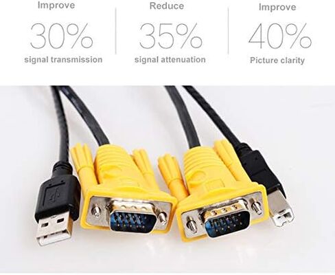 كيبل محول كيه في ام اصلي VGA + USB B الى VGA + USB A ذكر الى ذكر بطول 16 قدم 2 في 1 USB نوع A الى USB نوع B لسلك 801UK 16FT in Kuwait