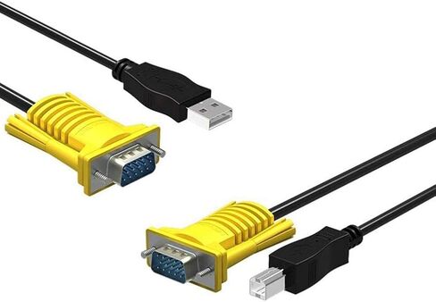 كيبل محول كيه في ام اصلي VGA + USB B الى VGA + USB A ذكر الى ذكر بطول 16 قدم 2 في 1 USB نوع A الى USB نوع B لسلك 801UK 16FT in Kuwait