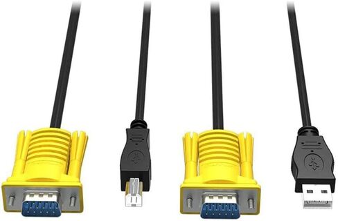 كيبل محول كيه في ام اصلي VGA + USB B الى VGA + USB A ذكر الى ذكر بطول 16 قدم 2 في 1 USB نوع A الى USB نوع B لسلك 801UK 16FT in Kuwait