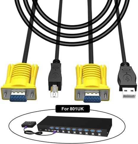 كيبل محول كيه في ام اصلي VGA + USB B الى VGA + USB A ذكر الى ذكر بطول 16 قدم 2 في 1 USB نوع A الى USB نوع B لسلك 801UK 16FT in Kuwait