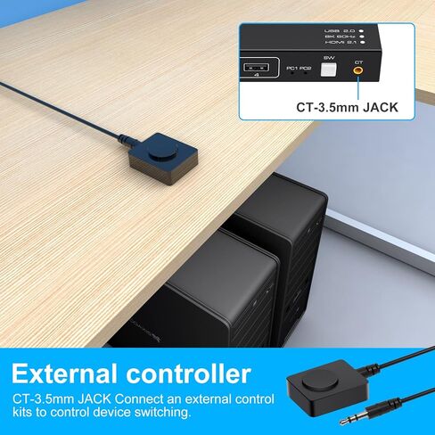 KVM Switch HDMI 2 Port 8K 60Hz 4 Port USB 2.0 for 2 Computers 1 Monitor Share Keyboard Mouse Printer Support Wire-Desktop Controller Including 2 USB 2.0 Cable in Kuwait