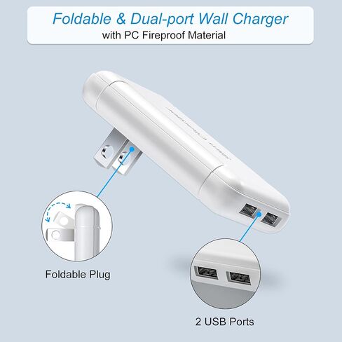 Flat USB Wall Charger, OKRAY Extra-Slim&Foldable 2 USB-A Port Charger Block in Kuwait
