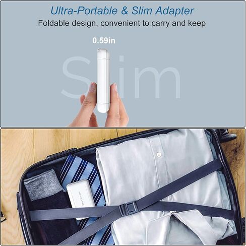 Flat USB Wall Charger, OKRAY Extra-Slim&Foldable 2 USB-A Port Charger Block in Kuwait