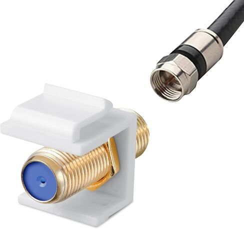 Coax Keystone Jack Insert 10-Pack, Gold-Plated Coaxial Cable Connector, F-Type RG6 Cable Extender Female to Female for Wall Plate and Patch Panel - Enhance Your Connection Quality in Kuwait