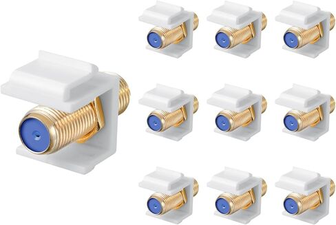 Coax Keystone Jack Insert 10-Pack, Gold-Plated Coaxial Cable Connector, F-Type RG6 Cable Extender Female to Female for Wall Plate and Patch Panel - Enhance Your Connection Quality in Kuwait