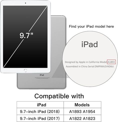 حافظة JETech لجهاز iPad 9.7 بوصة 2018/2017 (الجيل السادس/الخامس) مع حامل أقلام، حامل مغناطيسي واقٍ متعدد الزوايا، مقاوم للصدمات (ذهبي) in Saudi Arabia