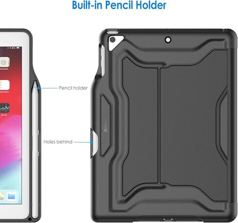 حافظة JETech لجهاز iPad 9.7 بوصة 2018/2017 (الجيل السادس/الخامس) مع حامل أقلام، حامل مغناطيسي واقٍ متعدد الزوايا، مقاوم للصدمات (ذهبي) in Saudi Arabia