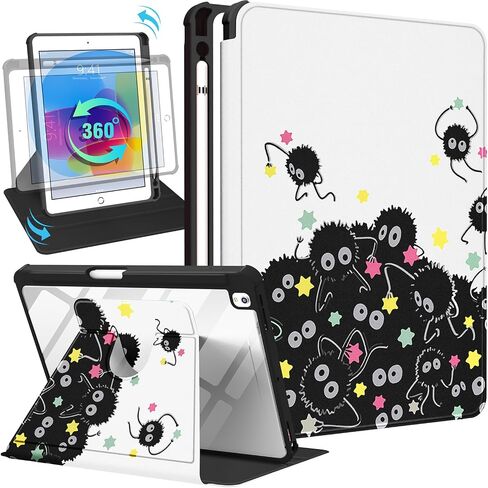 Uppuppy for iPad 9th/8th/7th/Air 3rd Generation Case 10.2& for iPad Pro 10.5 Inch Cases 360 Degree Rotating Stand Folio Cover with Pencil Holder Cute Girls Strawberry for Apple iPad 2021/2020/2019 in Saudi Arabia