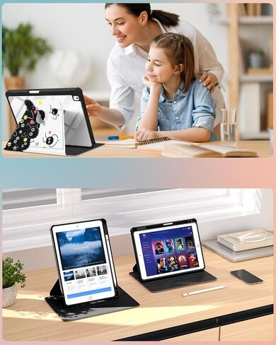 Uppuppy for iPad 9th/8th/7th/Air 3rd Generation Case 10.2& for iPad Pro 10.5 Inch Cases 360 Degree Rotating Stand Folio Cover with Pencil Holder Cute Girls Strawberry for Apple iPad 2021/2020/2019 in Saudi Arabia
