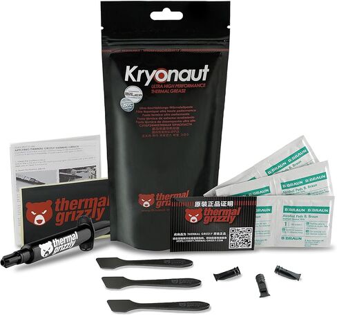 Thermal Grizzly Kryonaut Thermal Grease - 11.1 Gram Set - 1x Extra Applicator & 2X Extra Spatula & 6X CPU Cleaning Pads in Saudi Arabia