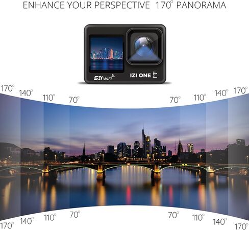 IZI ONE 5K 30FPS UHD 48MP Action Camera, Dual Touch Screen, Digital Zoom, EIS Stabilization, Waterproof & Sports Camera, Vlog, Dashcam, YouTube,170° Wide Angle, WiFi & External Mic, 2X Batteries in Kuwait