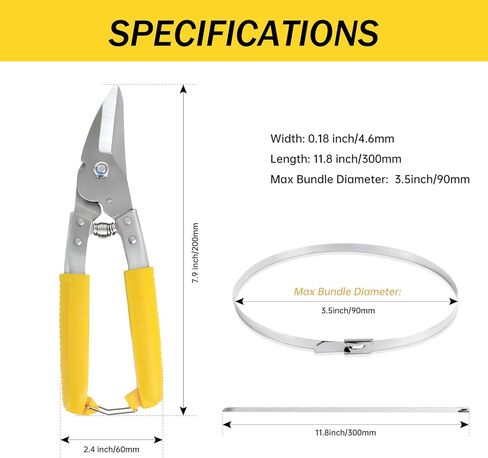 أربطة معدنية بسحاب، 304 أربطة بسحاب من الفولاذ المقاوم للصدأ شديدة التحمل، أربطة كبل ذاتية القفل متعددة الأغراض لتغليف العادم والسياج وإصلاح السيارات (11.8 بوصة 500 قطعة، فضي) in Kuwait