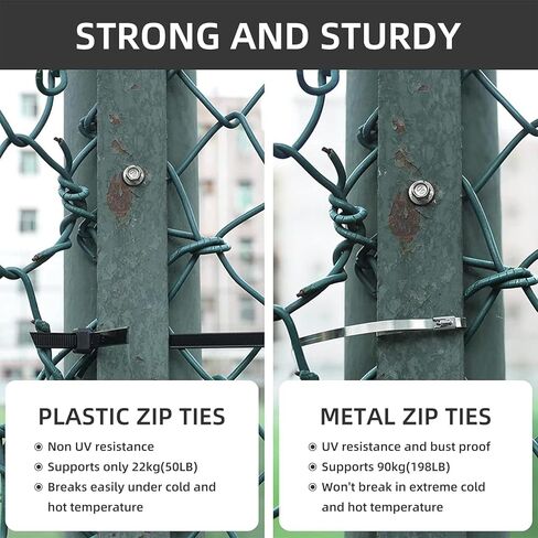 أربطة معدنية بسحاب، 304 أربطة بسحاب من الفولاذ المقاوم للصدأ شديدة التحمل، أربطة كبل ذاتية القفل متعددة الأغراض لتغليف العادم والسياج وإصلاح السيارات (11.8 بوصة 500 قطعة، فضي) in Kuwait