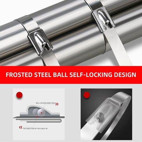 أربطة معدنية بسحاب، 304 أربطة بسحاب من الفولاذ المقاوم للصدأ شديدة التحمل، أربطة كبل ذاتية القفل متعددة الأغراض لتغليف العادم والسياج وإصلاح السيارات (11.8 بوصة 500 قطعة، فضي) in Kuwait