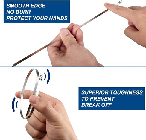 اربطة معدنية بسحاب 12 انش، اربطة كيبلات بسحاب من الستانلس ستيل 304 شديدة التحمل مع قوة شد 200 باوند، اربطة حزام ذاتية القفل (20 قطعة) in Kuwait