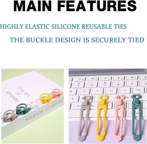 16 قطعة من ربطات العنق السيليكونية، ربطة كابل سيليكون ملونة، ربطة كابل مطاطية قابلة لإعادة الاستخدام، ربطة سلك مرنة متعددة الأغراض، ربطة كابل، سلك سيليكون، مشبك إغلاق الحقيبة، منظم الأسلاك in Kuwait