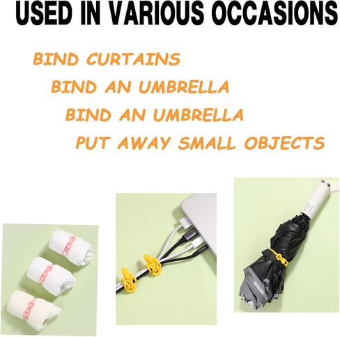 16 قطعة من ربطات العنق السيليكونية، ربطة كابل سيليكون ملونة، ربطة كابل مطاطية قابلة لإعادة الاستخدام، ربطة سلك مرنة متعددة الأغراض، ربطة كابل، سلك سيليكون، مشبك إغلاق الحقيبة، منظم الأسلاك in Kuwait