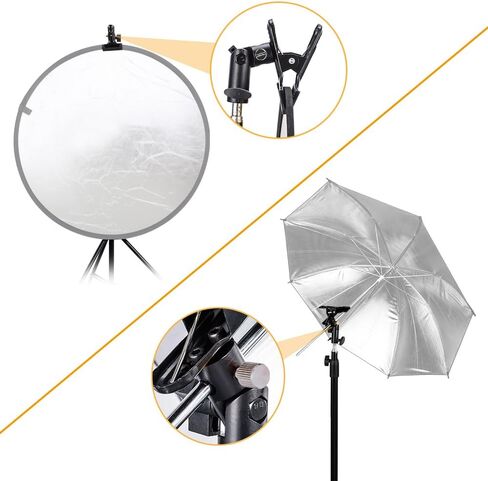 مشبك عاكس عالي التحمل من KAGYOKU لاستوديو الصور - عبوة من قطعتين مع فتحة مظلة وحامل لولبي in Kuwait